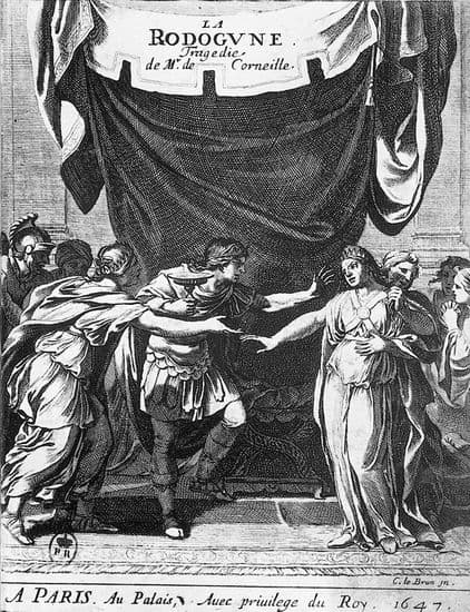 Frontispice d'une édition de Rodogune. Gravure de F. Chauveau de Rouen