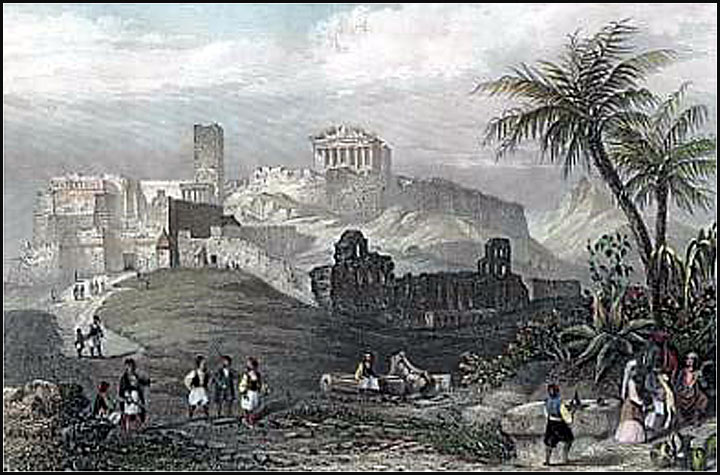 L'Acropole, Athènes, gravure de 1859